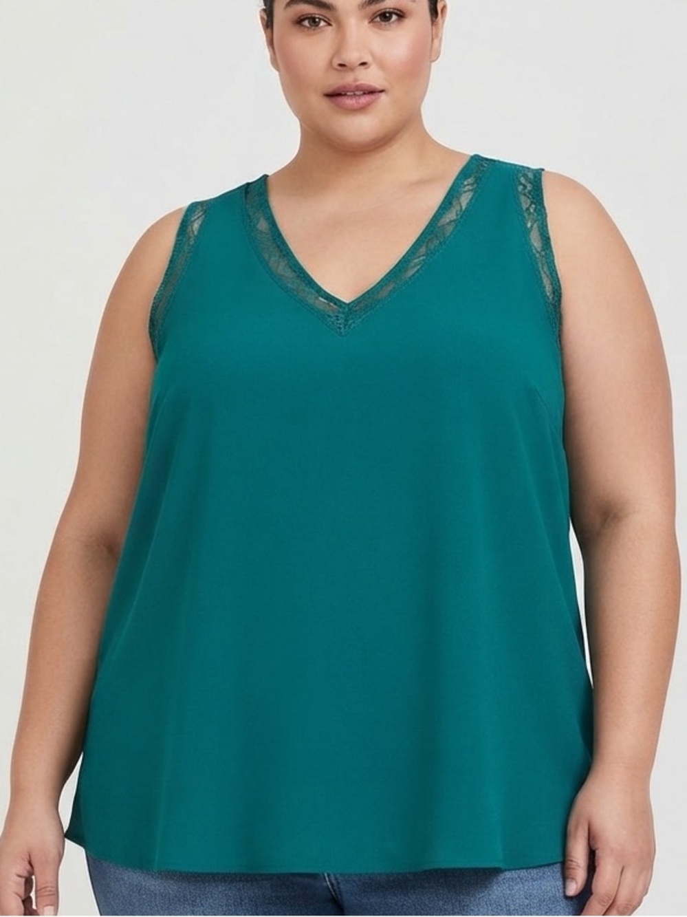 TORRID Studio Crepe V Lace Insert Tank Top 5X